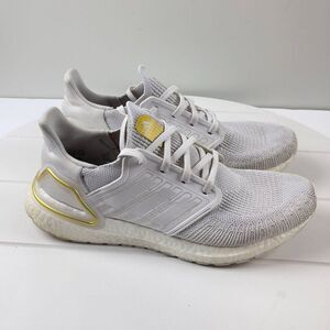 ADIDAS Ultraboost Womens Size 10 White Metallic Gold Running Shoes 606004